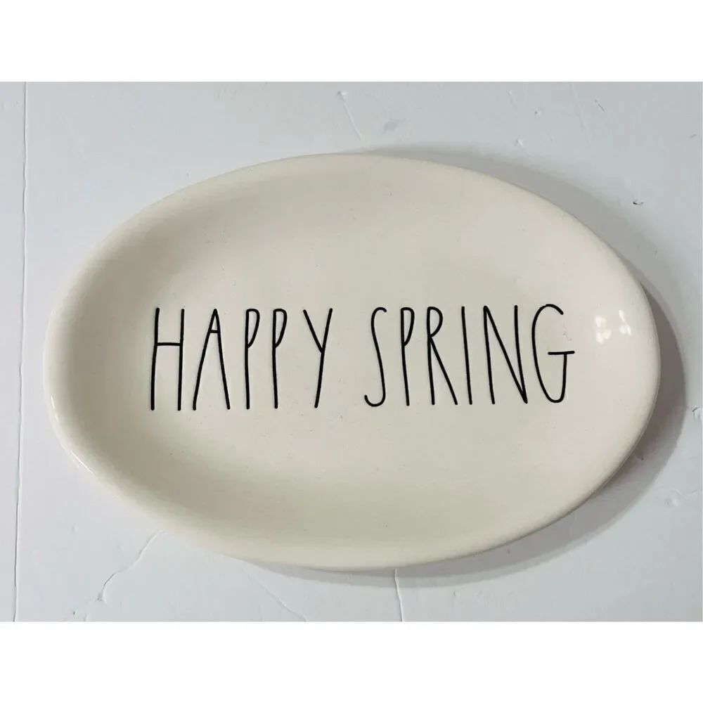 Rae Dunn HAPPY SPRING Plate 8” EUC